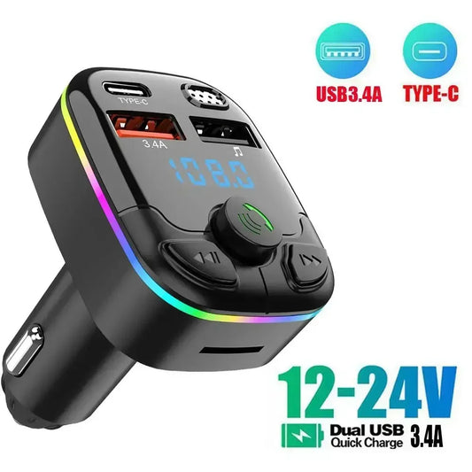 Recommended Vehicle Safety Tools: Bluetooth 5.0 Car FM Transmitter PD Type-C Dual USB Ambient Player MP3 Fast Charger Type-C Wireless Light Handsfree PD