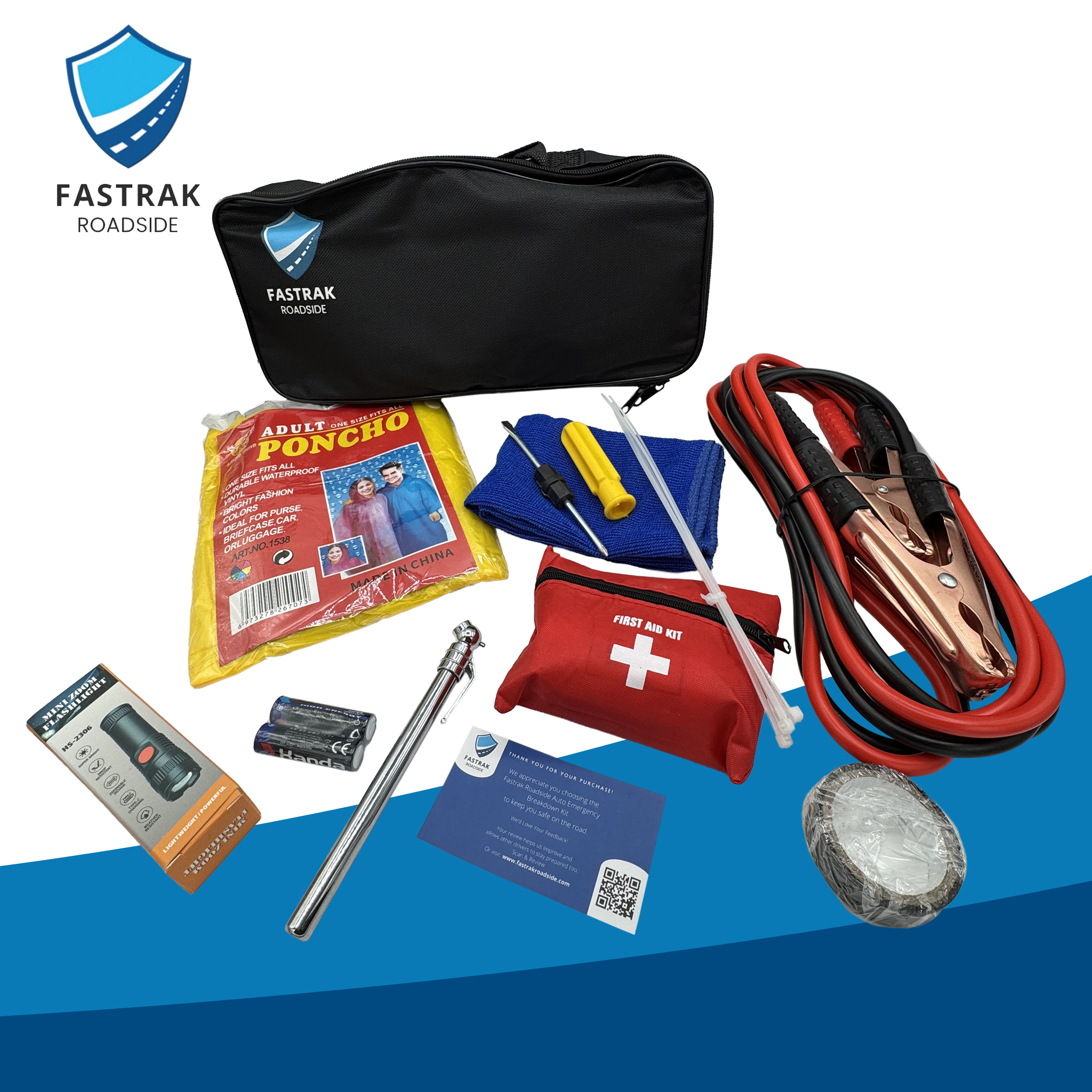 FasTrak Roadside 43-Piece Auto Emergency Kit - All Contents